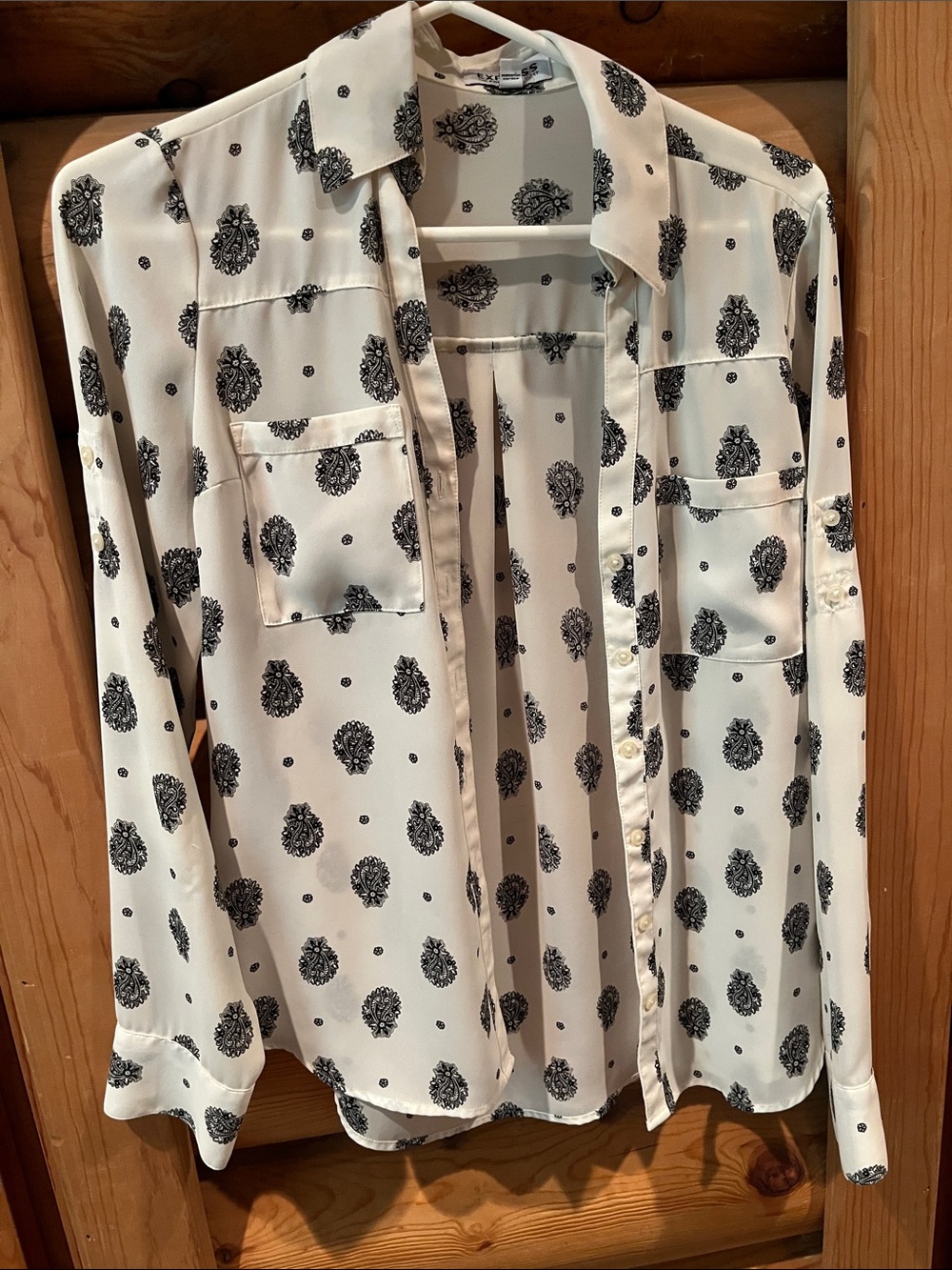 Express the Portofino Button-Down Shirt with Black Paisley Print